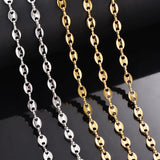 5MM Stainless Steel Coffee Bean Hip Hop Chain Pig Nose Punk Necklace