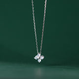925 Silver Zircon Flower Pendant Necklace