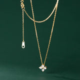 925 Silver Zircon Flower Pendant Necklace