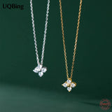925 Silver Zircon Flower Pendant Necklace