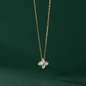 925 Silver Zircon Flower Pendant Necklace