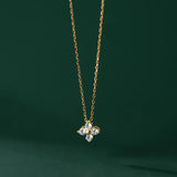 925 Silver Zircon Flower Pendant Necklace