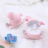 Pink Pony Velvet Jewelry Box for Rings Necklace