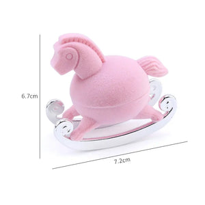 Pink Pony Velvet Jewelry Box for Rings Necklace