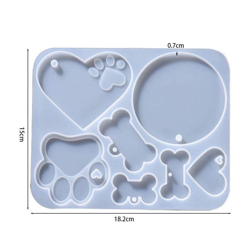 Dog Tag Bone Keychain Silicone Mould for DIY Epoxy Resin Crafts