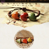 Ethnic Style Glaze Ceramic Beaded Dainty Bracelets Strand Bracelet Elastic Loves