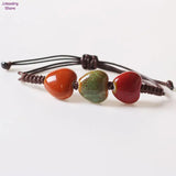 Ethnic Style Glaze Ceramic Beaded Dainty Bracelets Strand Bracelet Elastic Loves