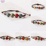 Ethnic Style Glaze Ceramic Beaded Dainty Bracelets Strand Bracelet Elastic Loves