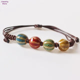 Ethnic Style Glaze Ceramic Beaded Dainty Bracelets Strand Bracelet Elastic Loves