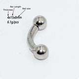 Curved Barbell Ear Lobe PA Piercing Jewelry Stainless Steel Silver