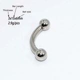 Curved Barbell Ear Lobe PA Piercing Jewelry Stainless Steel Silver