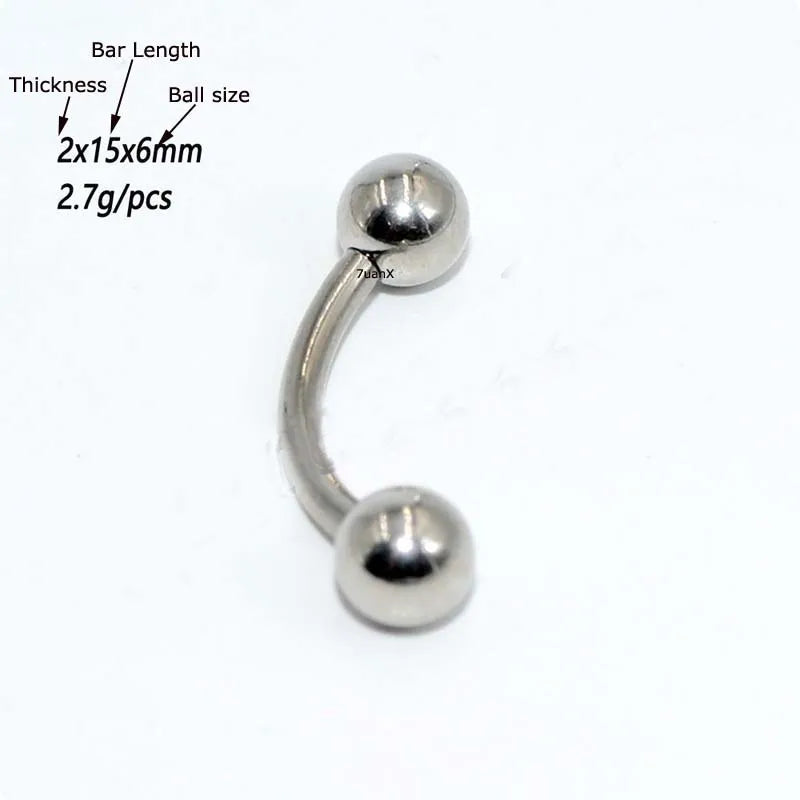 Curved Barbell Ear Lobe PA Piercing Jewelry Stainless Steel Silver