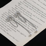 Pearl Clip On Earrings Women Silver Chain Earring Jewelry