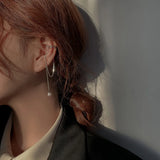 Pearl Clip On Earrings Women Silver Chain Earring Jewelry