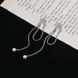 Pearl Clip On Earrings Women Silver Chain Earring Jewelry
