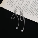 Pearl Clip On Earrings Women Silver Chain Earring Jewelry