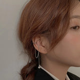 Pearl Clip On Earrings Women Silver Chain Earring Jewelry