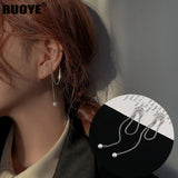 Pearl Clip On Earrings Women Silver Chain Earring Jewelry