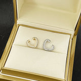 Silver Heart Clip-On Earrings Crystal Ear Cuff Classic Femme Ear Cuff