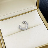 Silver Heart Clip-On Earrings Crystal Ear Cuff Classic Femme Ear Cuff