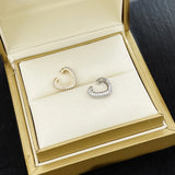 Silver Heart Clip-On Earrings Crystal Ear Cuff Classic Femme Ear Cuff