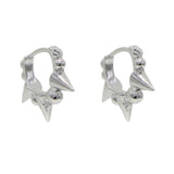 Rose Silver 925 CZ Earrings Rainbow Punk Rivet Spike