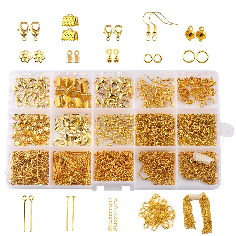 Jewelry Findings Tool Set - Jump Ring, Head Pins, Clasp, Hooks