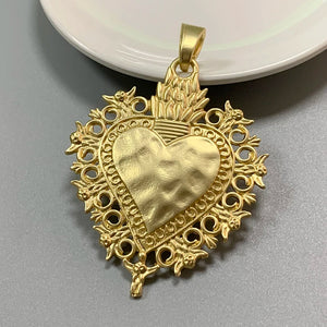 Large Boho Heart Charms Pendants for Jewelry Making 81x56mm