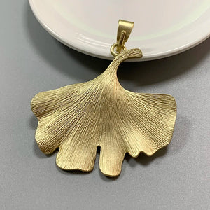 Large Matt Ginkgo Biloba Leaf Charms Pendants Necklace Making
