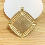 Matt Large Square & Green Resin Stone Charms Pendant for Necklace