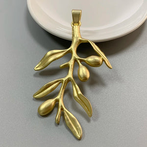 Matt Large Leaf Branch Charms Pendants for DIY Necklace Making