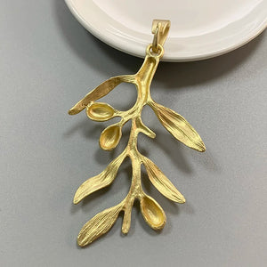 Matt Large Leaf Branch Charms Pendants for DIY Necklace Making