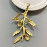 Matt Large Leaf Branch Charms Pendants for DIY Necklace Making