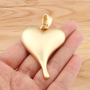 Matt Large Love Heart Charms Pendants for DIY Necklace Jewelry Making 70x42mm