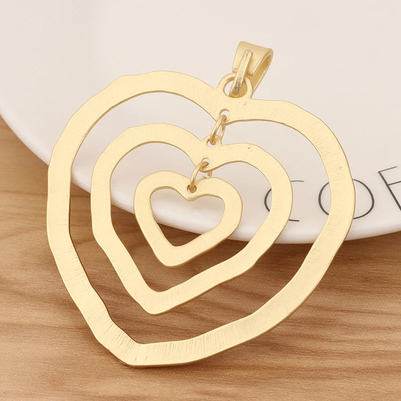 Matte Large Hollow Open Hearts Charms Pendants for Necklace Making