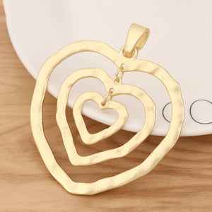 Matte Large Hollow Open Hearts Charms Pendants for Necklace Making