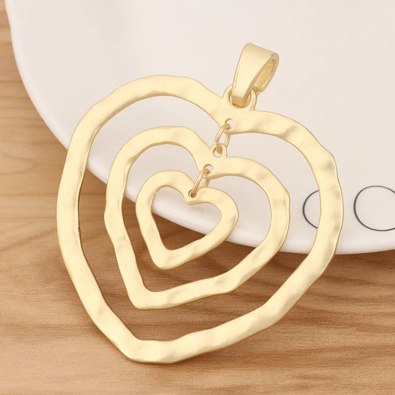 Matte Large Hollow Open Hearts Charms Pendants for Necklace Making