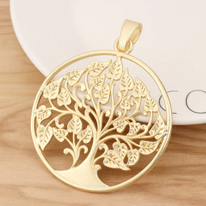 Matte Tree Charm Pendant 62x62mm for Necklace Making