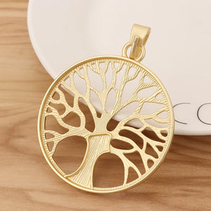 Matte Tree Life Charms Pendants for DIY Necklace Making 60x60mm