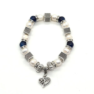 8-9mm Pearl 7mm Zinc Alloy Beads Bracelet Reiki Ladies DIY Amulet Lucky Bracelet