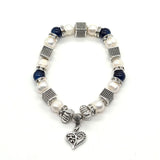 8-9mm Pearl 7mm Zinc Alloy Beads Bracelet Reiki Ladies DIY Amulet Lucky Bracelet