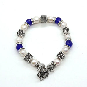 8-9mm Pearl 7mm Zinc Alloy Beads Bracelet Reiki Ladies DIY Amulet Lucky Bracelet