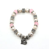 8-9mm Pearl 7mm Zinc Alloy Beads Bracelet Reiki Ladies DIY Amulet Lucky Bracelet
