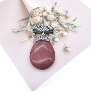 Natural Stone Drop Shape Pendant Vintage Women's Necklace