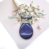 Natural Stone Drop Shape Pendant Vintage Women's Necklace