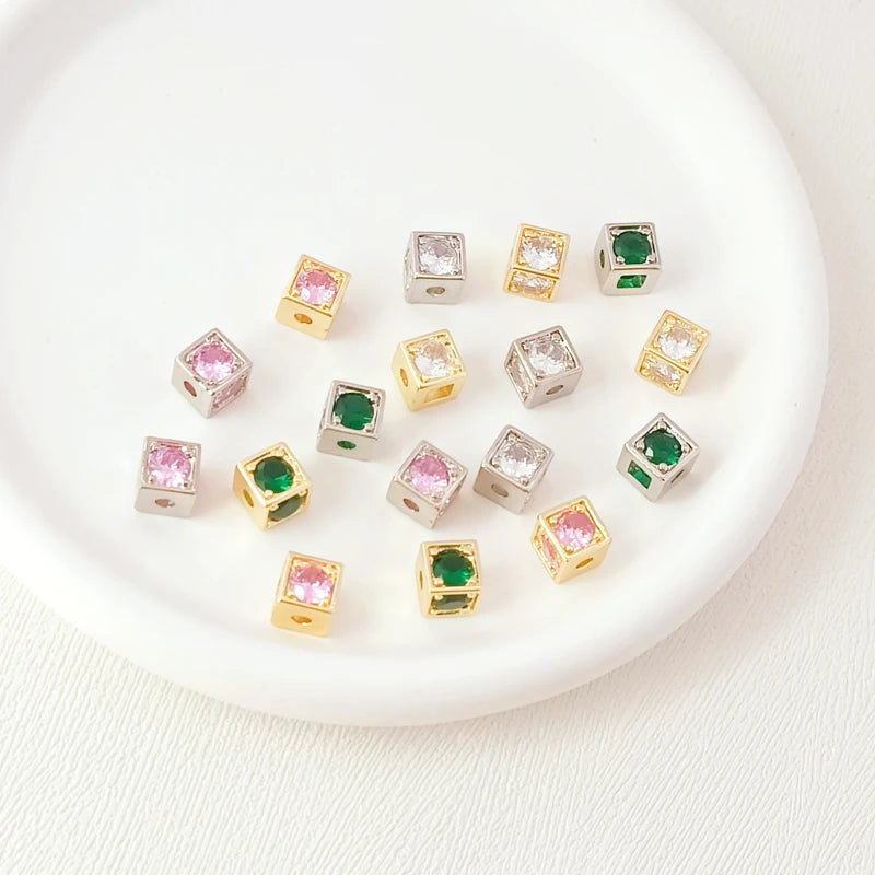 14K Copper Clad K Colored Zirconium Square Spacer Beads DIY Jewelry Materials