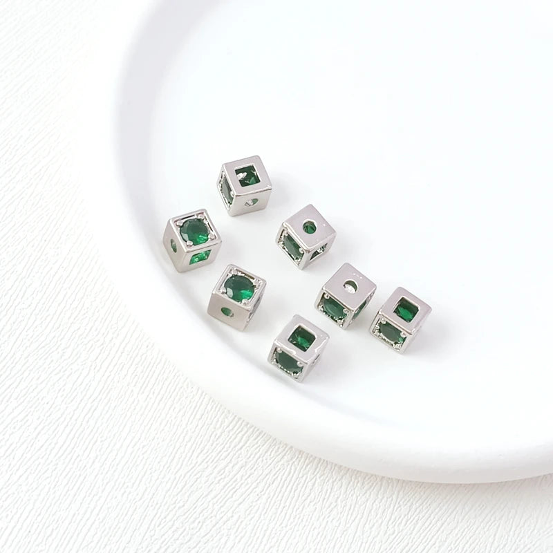 14K Copper Clad K Colored Zirconium Square Spacer Beads DIY Jewelry Materials