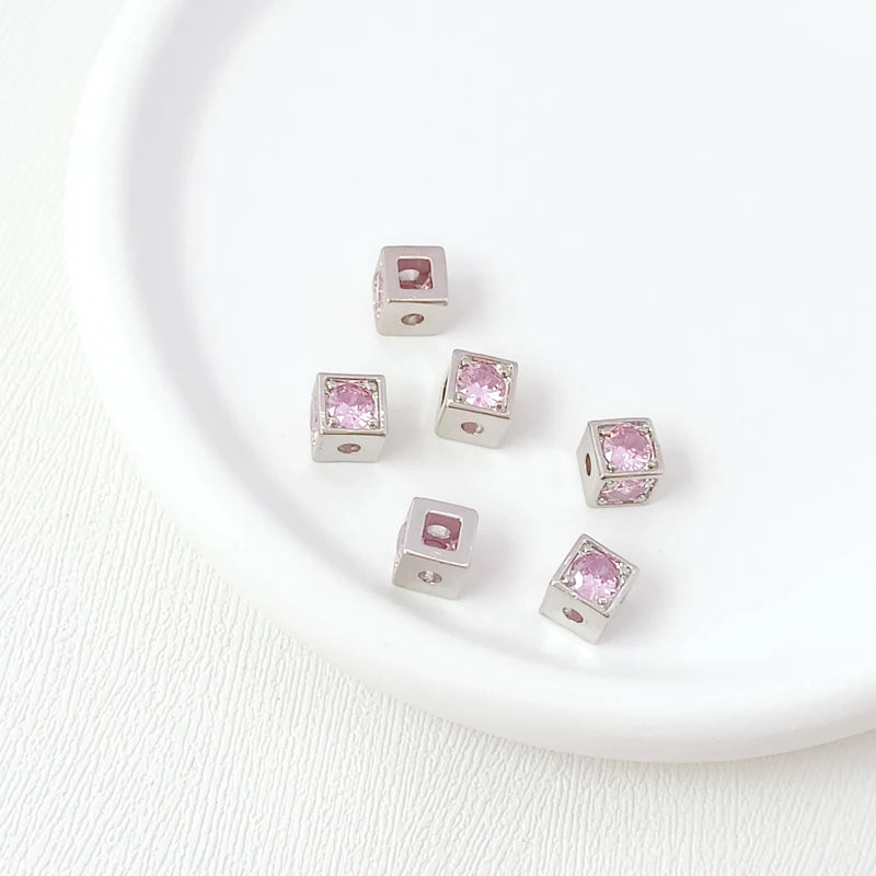 14K Copper Clad K Colored Zirconium Square Spacer Beads DIY Jewelry Materials