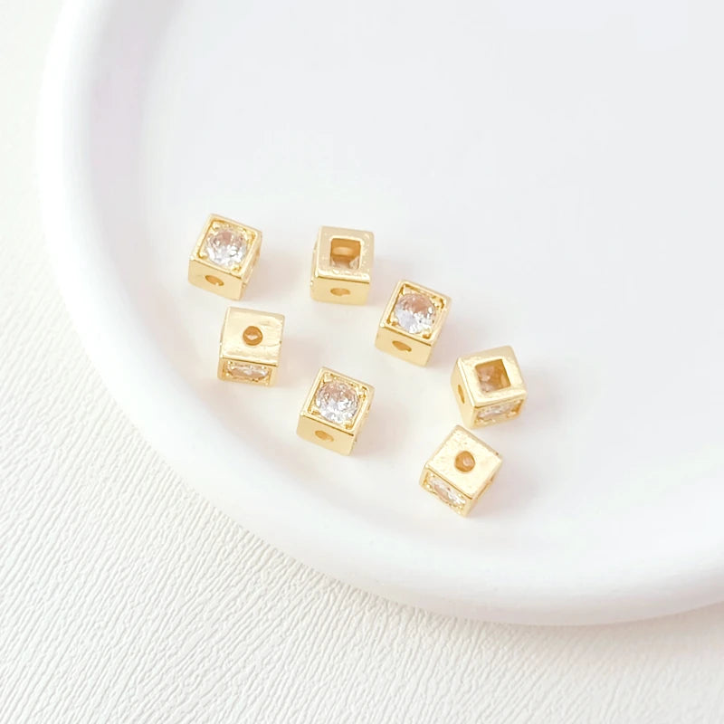 14K Copper Clad K Colored Zirconium Square Spacer Beads DIY Jewelry Materials