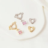 14K Copper Clad K Peach Heart Zircon Double Hang DIY Jewelry Materials